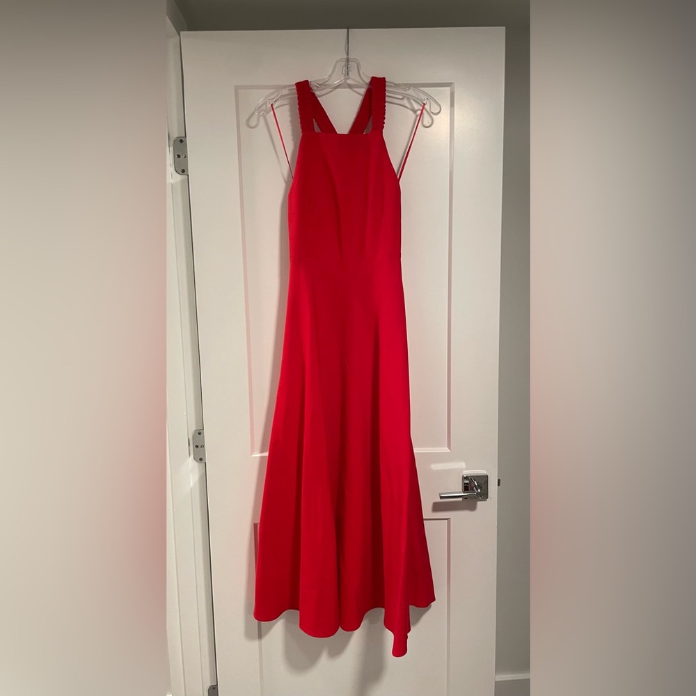 NWT, Zara Linen Blend Dress, Intense Red, halter, racerback, low back